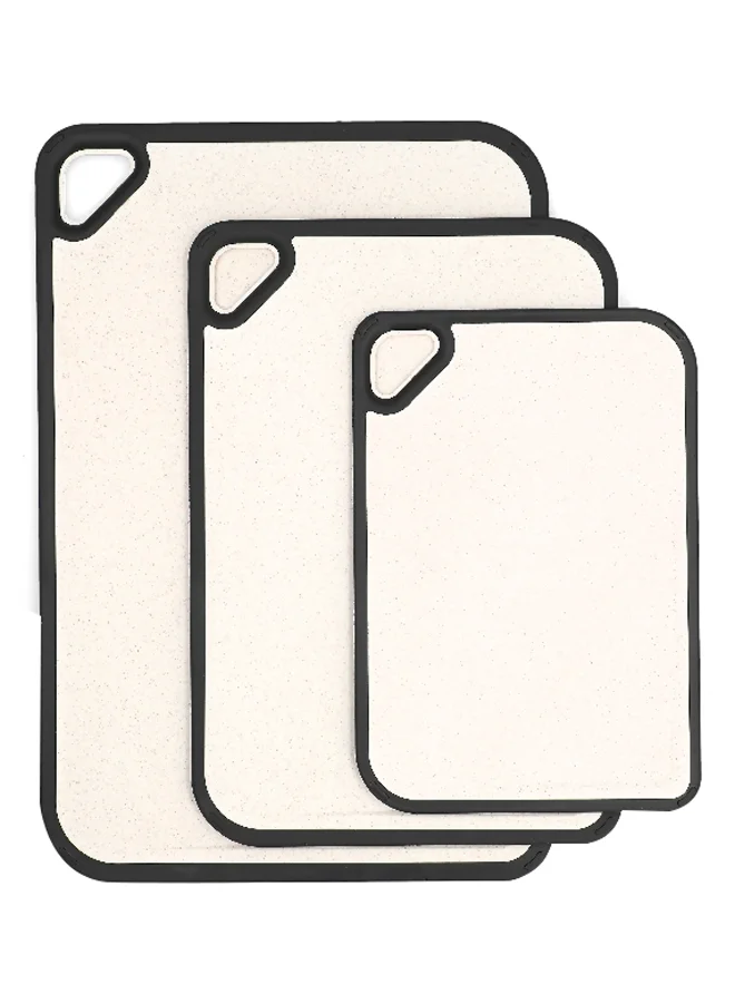 PARFAIT 3-Piece Rectangular Non-Slip Cutting Board Set Beige and Black 2.55 x 30 x 44 cm 9114M+9115M+9116M