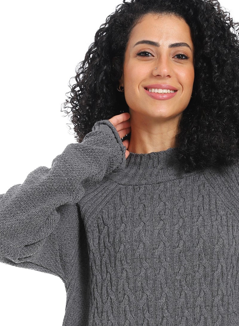 سيزار بلوفر صوف حريمي سادة طويل مزود بتصميمات متعددة - Image 1