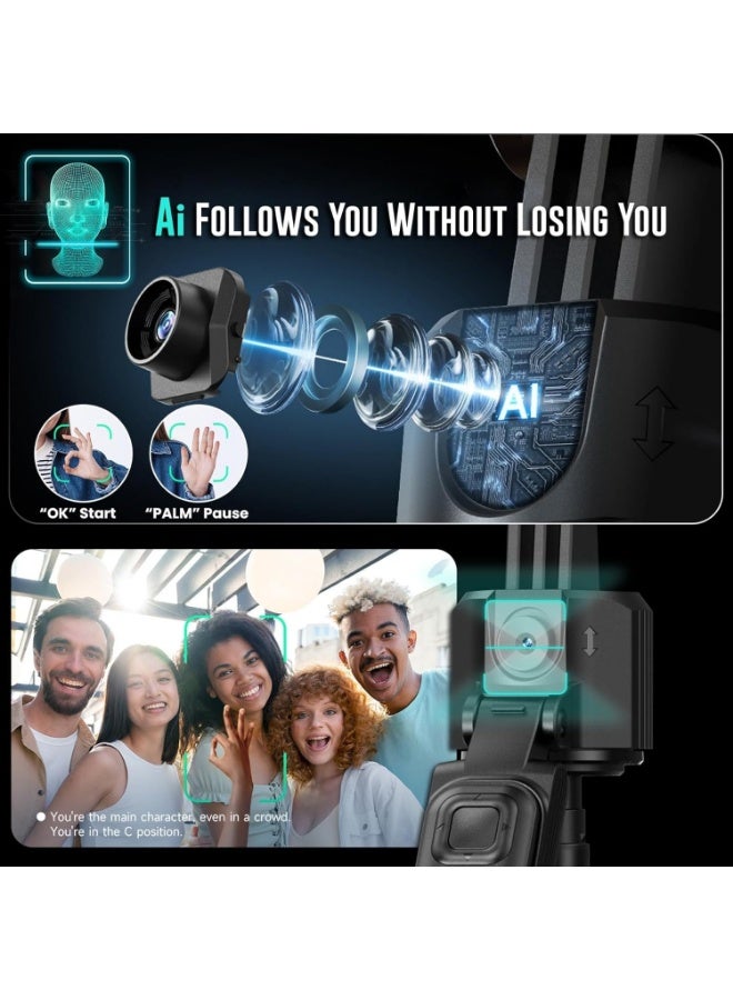 ACLIX C17 AI Face Tracking Gimbal Phone Portable Selfie Stick 360°rotation Bracket Anti-Shake Wireless Bluetooth Live TripodAi Follow-Up Anti-Shake Gimbal Quadruped Fully Automatic Photo Artifact Black - Image 4