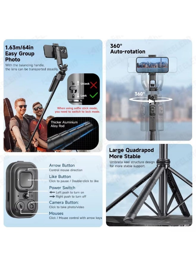 ACLIX C17 AI Face Tracking Gimbal Phone Portable Selfie Stick 360°rotation Bracket Anti-Shake Wireless Bluetooth Live TripodAi Follow-Up Anti-Shake Gimbal Quadruped Fully Automatic Photo Artifact Black - Image 5