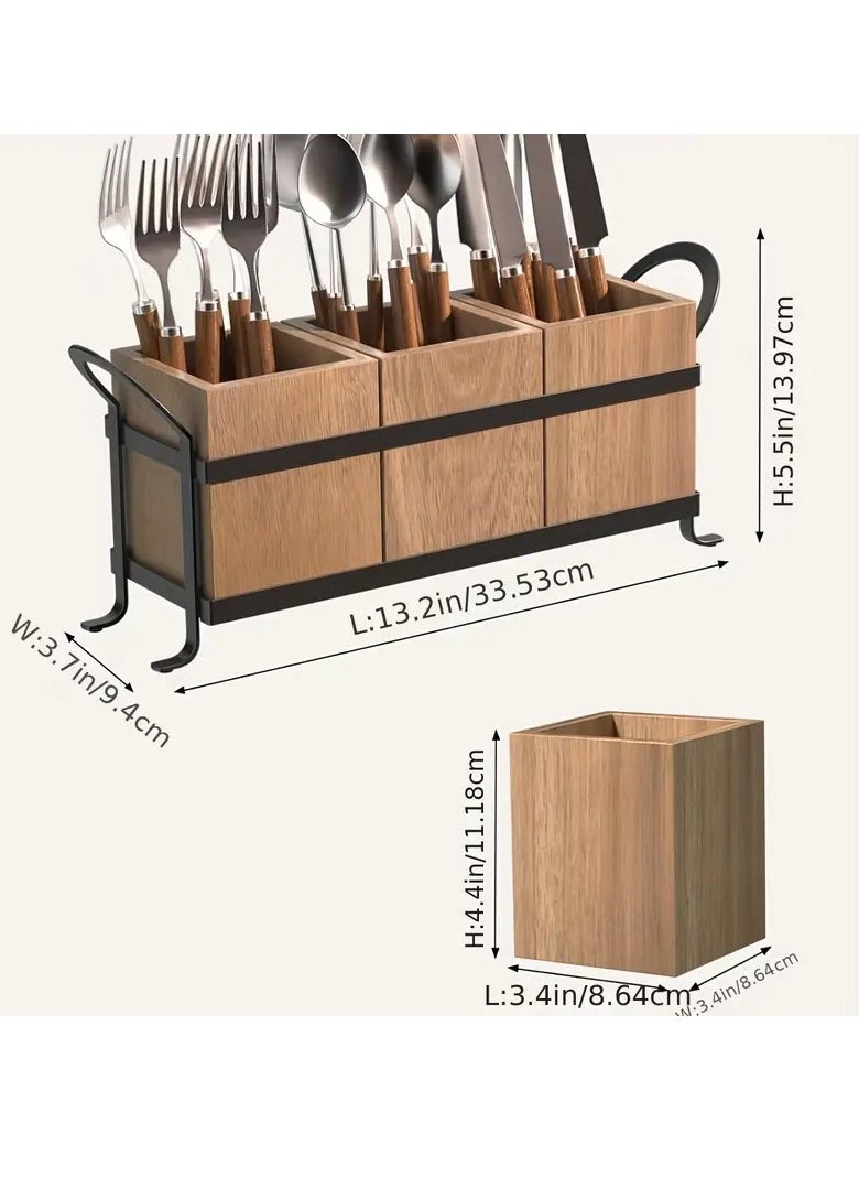 Arabest Utensil Holder for Party - Silverware Caddy with Three Compartments, Detachable, Portable Handle, Stylish Cutlery Holder for Countertop and Outdoor Use  - Image 5