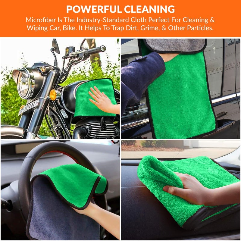 Tukzer Multi-Purpose Coral Velvet Microfiber Cloths for Car Bike| Ultra-Soft Super Absorbent Lint-Free for Exterior Interior Dashboard Cleaning Washing Polishing (500 GSM Blue-Green| 2 Pcs 35 X 75 cm) - Image 5