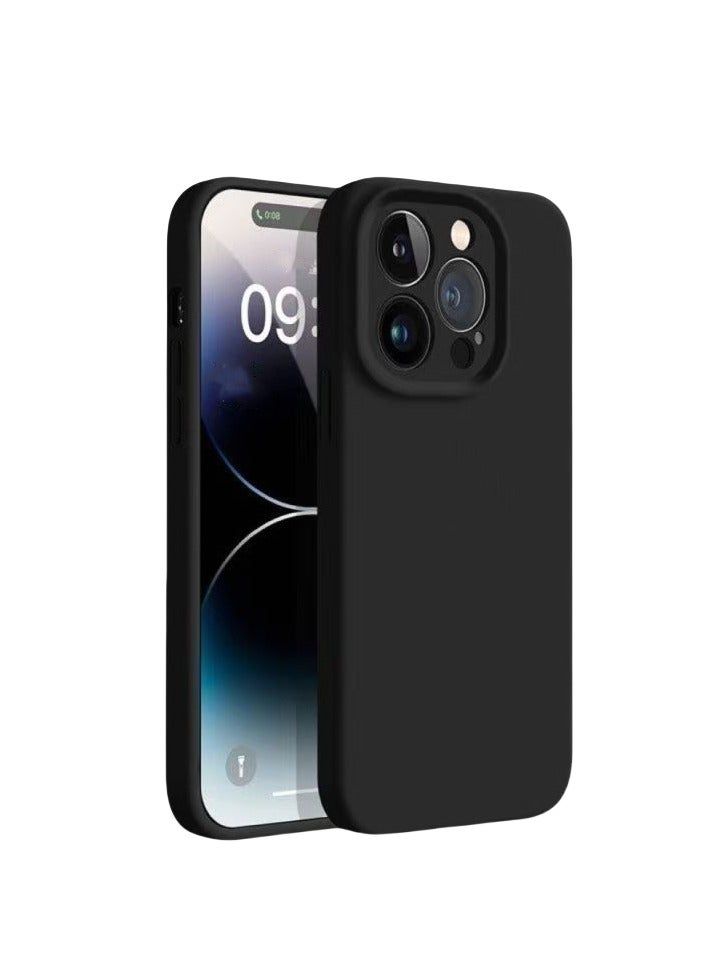 Ultra-thin Mobile Phone Case For iPhone 15 Pro Max Straight Edge Imitation Liquid Silicone Mobile Phone Case 6.7 Inches Anti-fall Protective Cover (Black) - Image 1