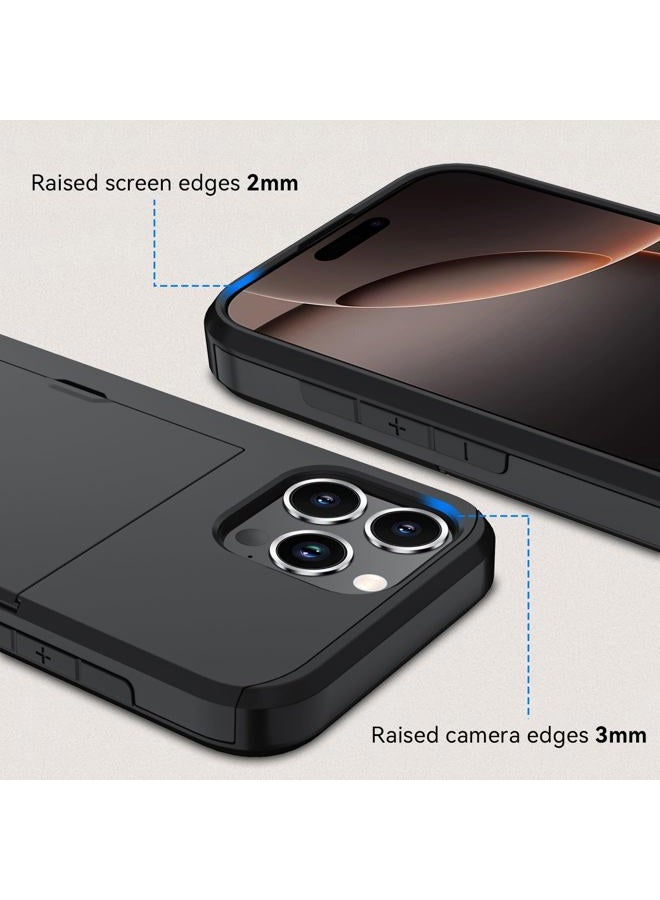 Qinmay Compatible with iPhone 16 Pro Max Case Wallet,Built-in Card Holder, Heavy Duty Protective Dual Layer Shockproof Hidden Card Slot Slim Wallet Phone Cover for iPhone 16 Pro Max ，Black - Image 4