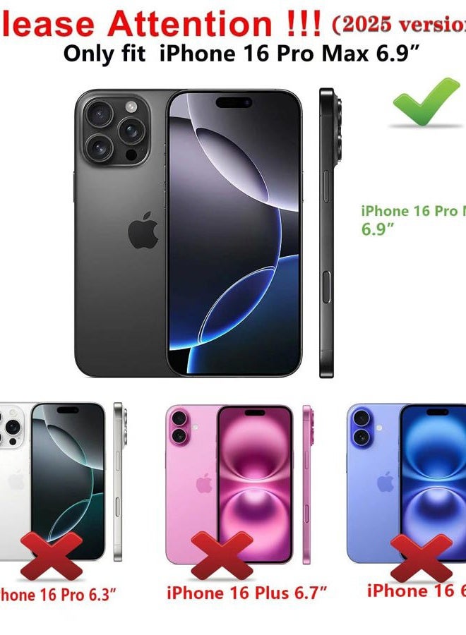 Qinmay Compatible with iPhone 16 Pro Max Case Wallet,Built-in Card Holder, Heavy Duty Protective Dual Layer Shockproof Hidden Card Slot Slim Wallet Phone Cover for iPhone 16 Pro Max ，Black - Image 2