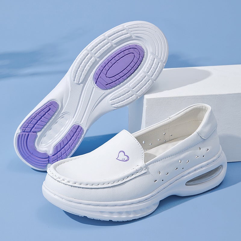 White Leather Nurse Shoes with EVA Sole - Image 1