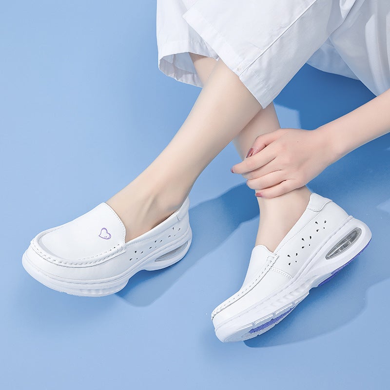 White Leather Nurse Shoes with EVA Sole - Image 3