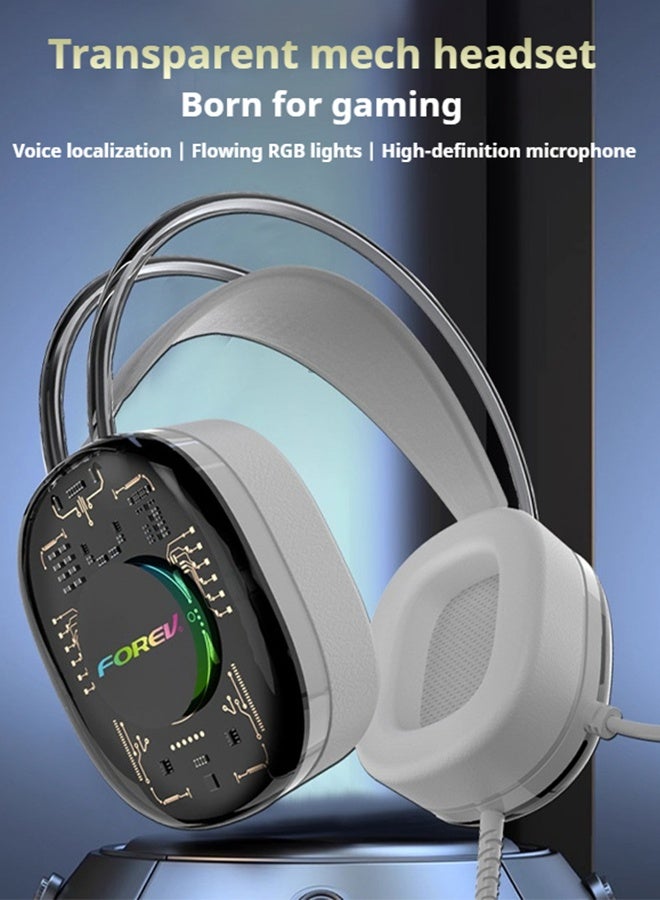 Forev Fully Transparent Illuminated Wired 7.1 Channel Gaming Headset with Microphone for PC - High-Quality Sound and Clear Communication - Image 3