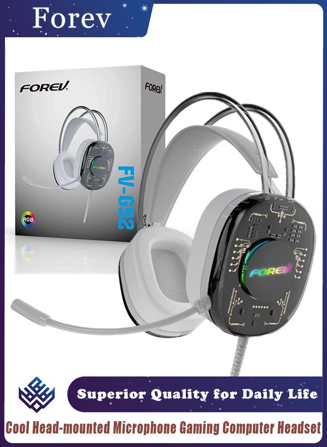 Forev Fully Transparent Illuminated Wired 7.1 Channel Gaming Headset with Microphone for PC - High-Quality Sound and Clear Communication - Image 1