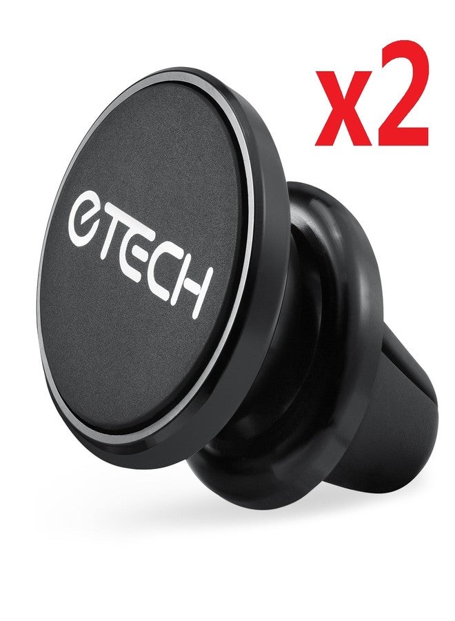 ETECH Magnetic Phone Car Mount Holder, eTECH Magnetic Mount Universal Air Vent for iPhone X / 8 Plus / 7 / 6S / 5S, Galaxy S5 / S6 / S7 / S8 / S9, Google Pixel, LG, & Other Smartphones (2Pack Black) - Image 1