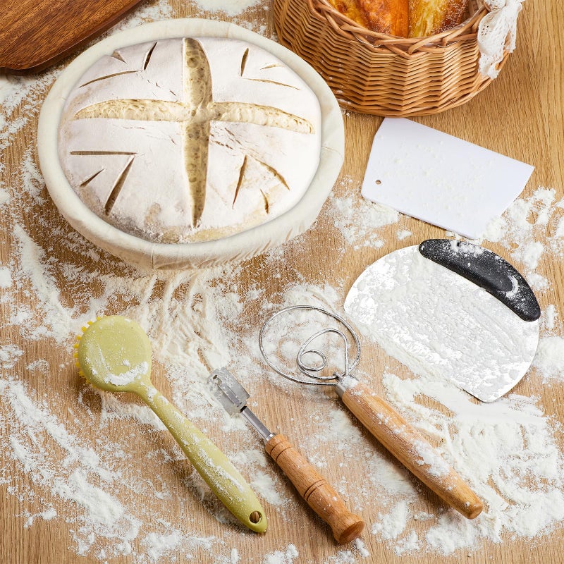 Dimpola Banneton Basket - 9 Inch Banneton Bread Proofing Baskets Sourdough Bread Baking Supplies Kit Proofing Basket Round Proofing Bowls Handmade Rattan Baskets For Making Baking Fermentation - Image 3