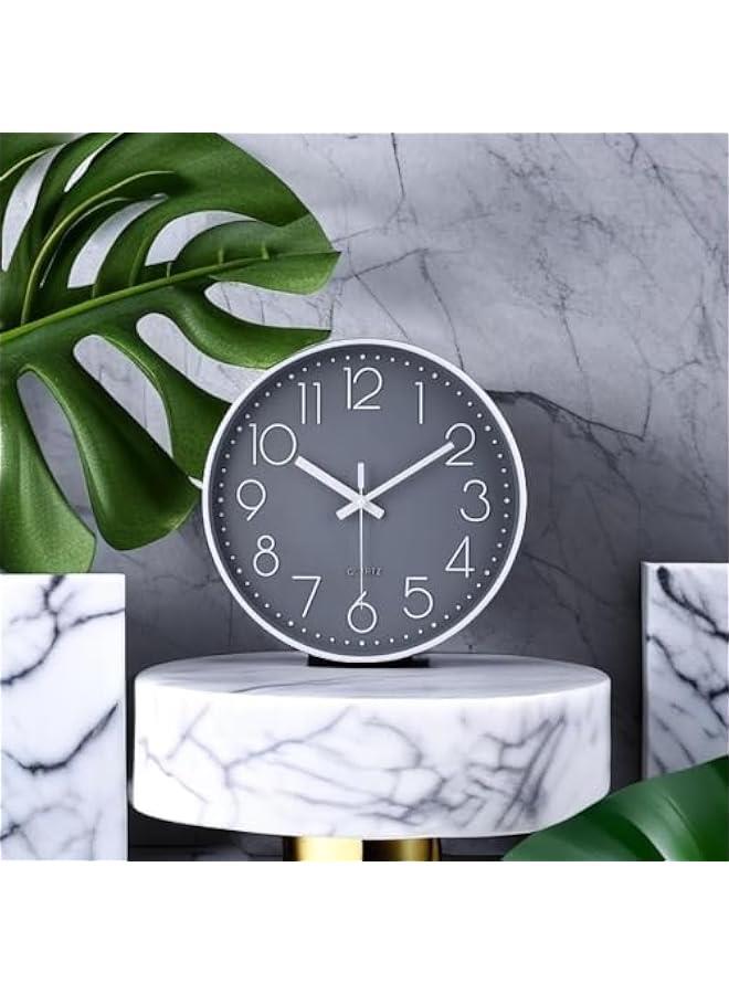 HOOKOR Wall Clock 12 Inch Non-Ticking Silent Battery Operated Round Wall Clock Modern Simple Style Decor Clock for Home,Office,School,Kitchen,Bedroom,Living Room (Grey) - Image 3