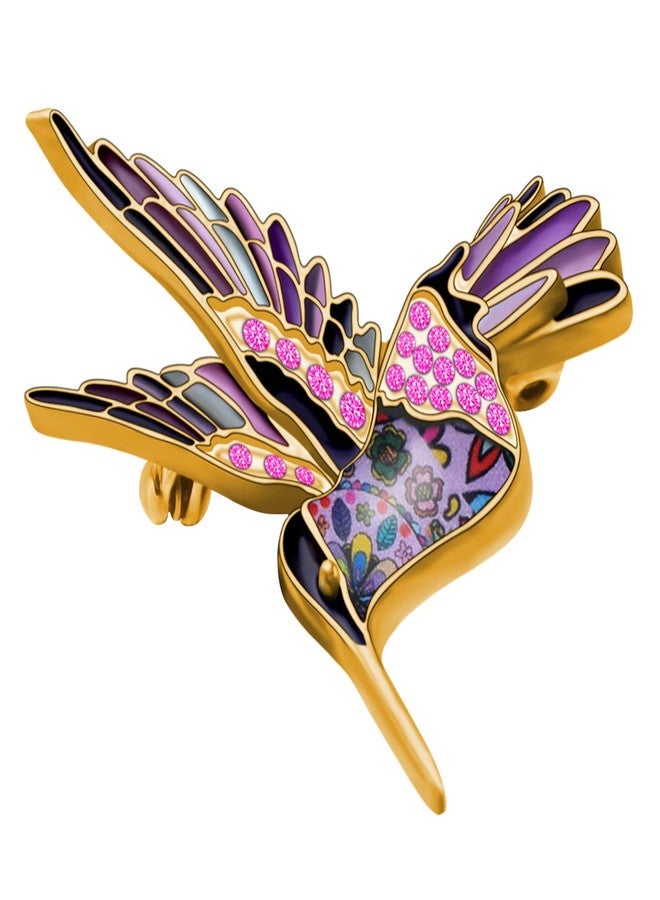 DUOWEI Cute Enamel Hummingbird Bird Brooch Pins for Women Fashion (Purple) - Image 4