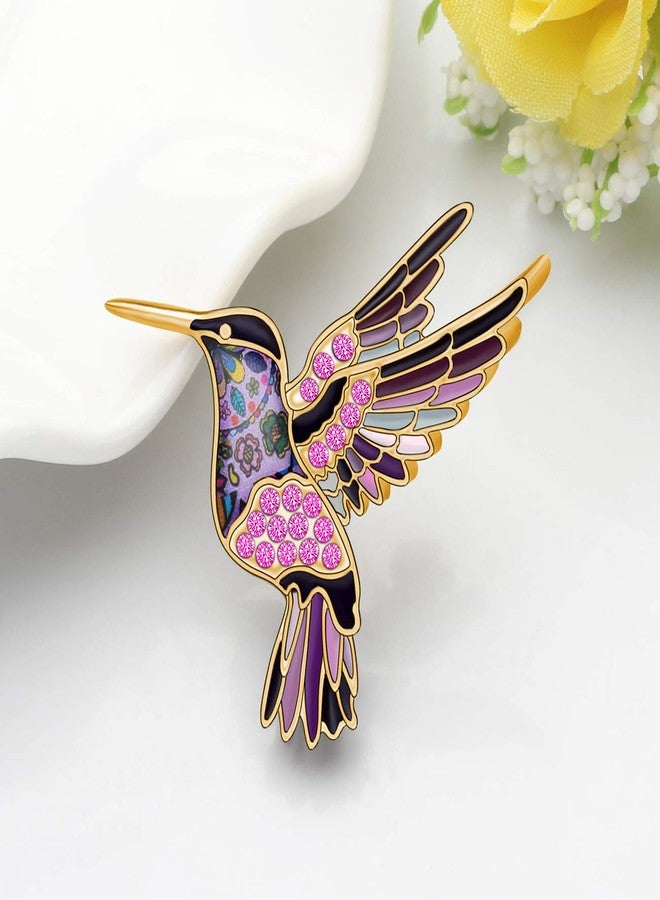 DUOWEI Cute Enamel Hummingbird Bird Brooch Pins for Women Fashion (Purple) - Image 5
