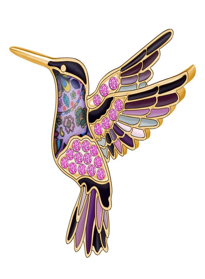 DUOWEI Cute Enamel Hummingbird Bird Brooch Pins for Women Fashion (Purple) - Image 1