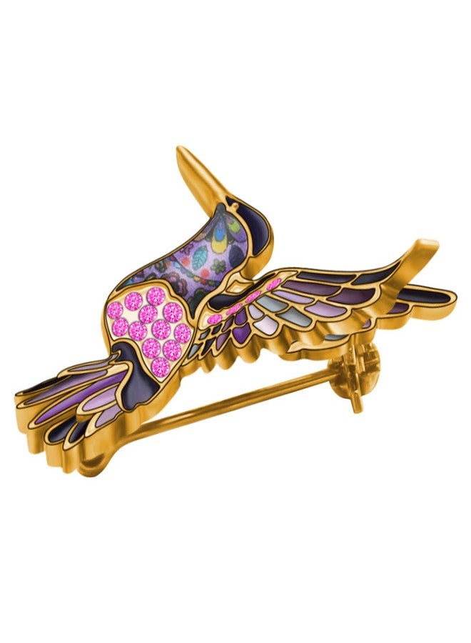 DUOWEI Cute Enamel Hummingbird Bird Brooch Pins for Women Fashion (Purple) - Image 3