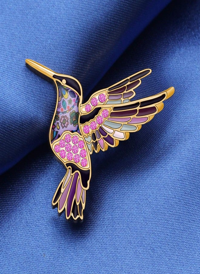 DUOWEI Cute Enamel Hummingbird Bird Brooch Pins for Women Fashion (Purple) - Image 2
