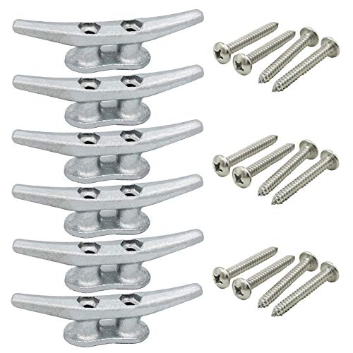 VEITHI Dock Cleat 4 inch - Hot Dipped Galvanized Boat Cleats, Rope Cleat, Boat Dock Cleats with Hardware Ideal for Small Boat,Deck,Piers for Tying up Boats,Marine Decor,Boat Tie Down Cleats (6 Pack) - Image 1