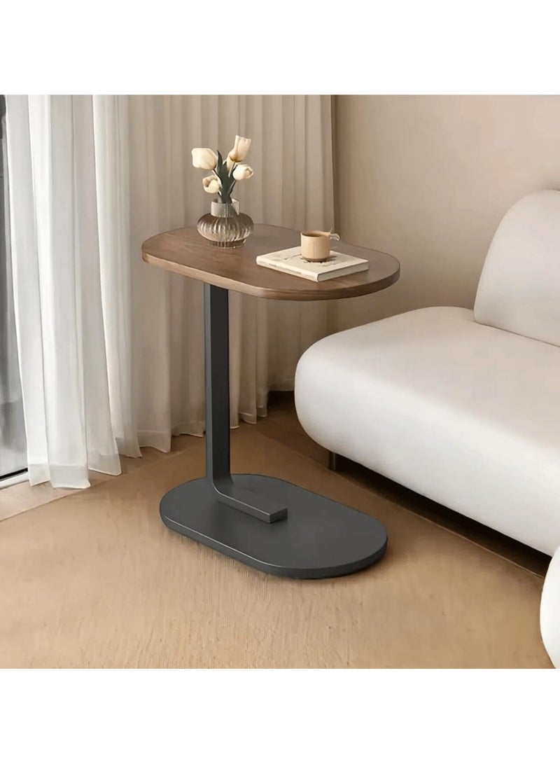 Crown Home C Shaped Classic End Table, Small Wooden Sofa Side Table with Stable Metal Frame for Home, Office, Balcony and Small Spaces, Outdoor  Indoor Tea Table, Modern Simple Nightstand  - Image 3