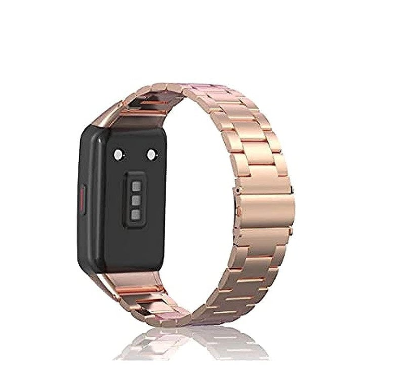 Stainless Steel Strap for Honor Band 6/Huawei Band 6 Smartwatch (Rose Gold)