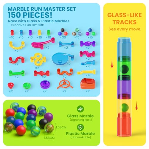 MaxTronic Marble Run 150 Pcs Marble Maze Race Building Blocks Toy Game STEM Learning Toys Christmas Birthday Gift for Kids Aged 312 - Image 5
