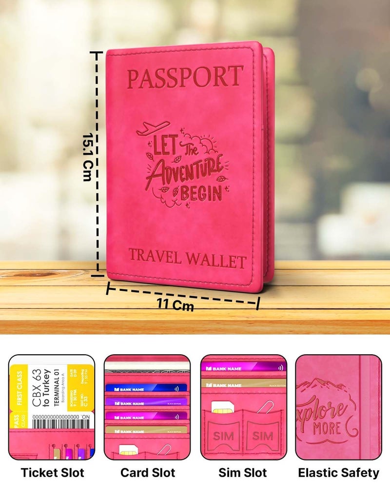 FEDUS Premium Passport Holder Combo for Men & Women Passport Cover Wallet with Credit/Debit Card, ID Card, Ticket, Currency, Boarding Pass Slots, RFID Protected Travel Document Accessories Organiser - Image 2