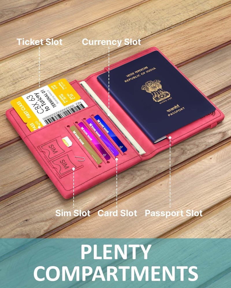 FEDUS Premium Passport Holder Combo for Men & Women Passport Cover Wallet with Credit/Debit Card, ID Card, Ticket, Currency, Boarding Pass Slots, RFID Protected Travel Document Accessories Organiser - Image 3