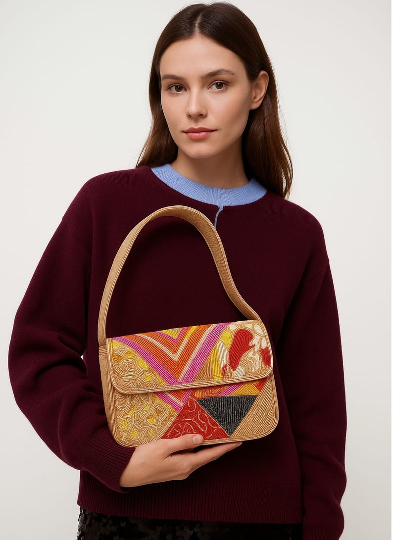 أركاد حقيبة كتف مطرزة يدوياً من أركاد – تطريز متعدد الألوان بتصميم أنيق - Image 4