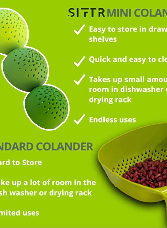 SIFTR (BLUE) Nesting Can Strainer Mini Colander Set - Space Saving Small Colanders and Strainers - Multi Use Kitchen Gadget - Silicone Can Strainer - Image 3