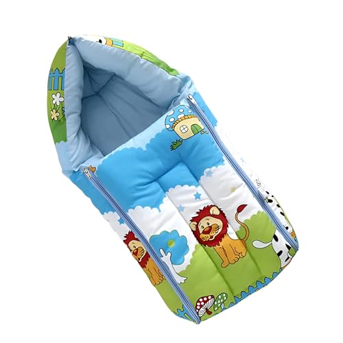 FILLOXY Baby Sleeping Bag in Muslin Cotton Material for Newborns | Soft & Skin Friendly Wrapper Lightweight Cushioned Infant Sack Easy to Carry Wash 0-6 Months (Blue Jungle) (Blue Jungle) - Image 1