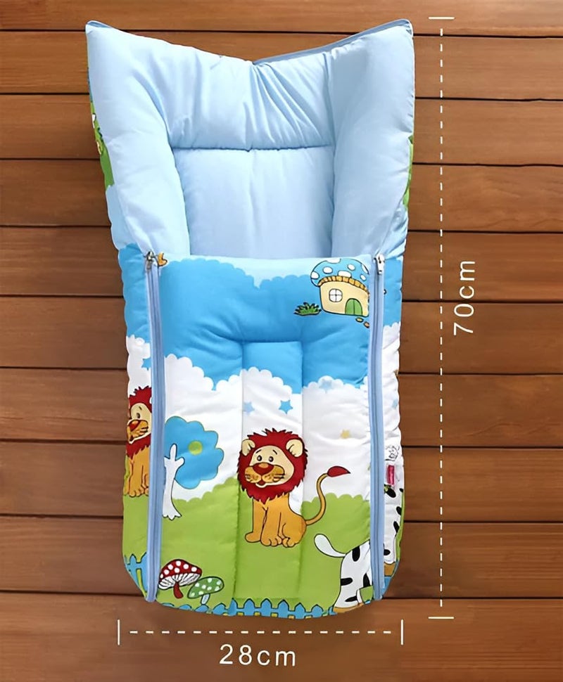 FILLOXY Baby Sleeping Bag in Muslin Cotton Material for Newborns | Soft & Skin Friendly Wrapper Lightweight Cushioned Infant Sack Easy to Carry Wash 0-6 Months (Blue Jungle) (Blue Jungle) - Image 4