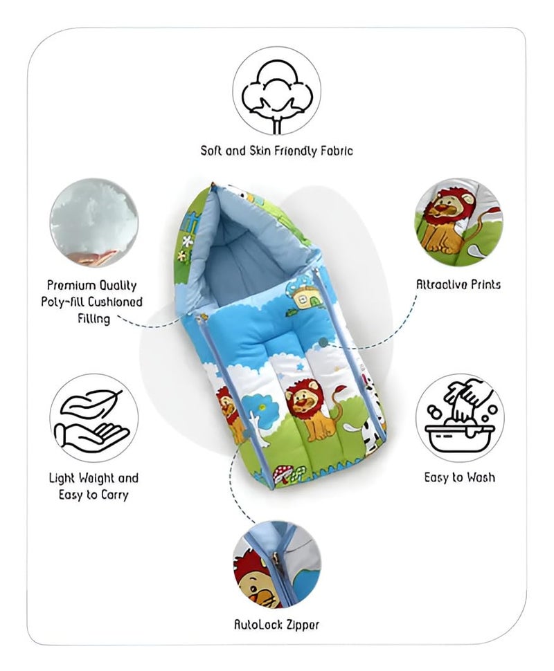 FILLOXY Baby Sleeping Bag in Muslin Cotton Material for Newborns | Soft & Skin Friendly Wrapper Lightweight Cushioned Infant Sack Easy to Carry Wash 0-6 Months (Blue Jungle) (Blue Jungle) - Image 5