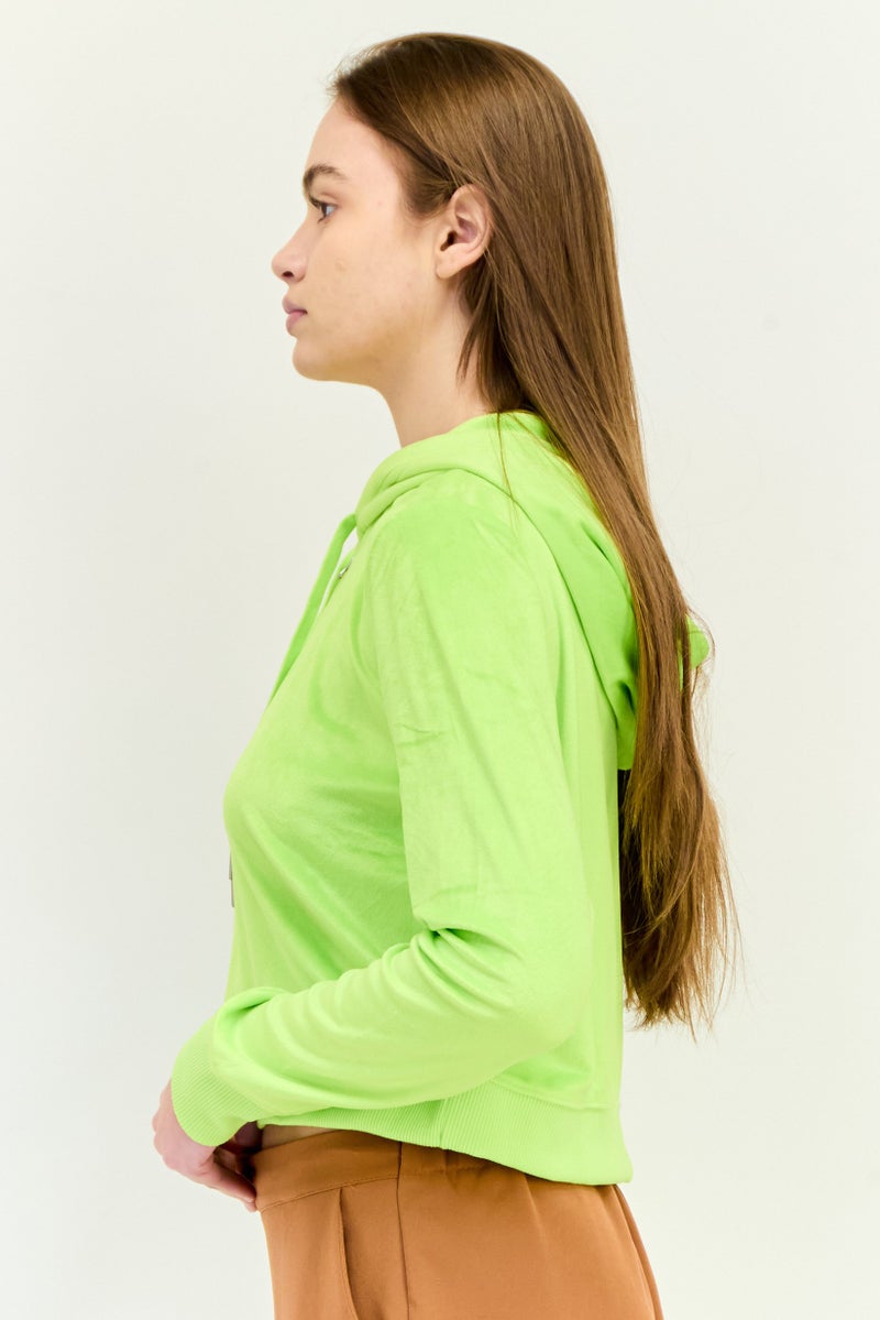 Aerie هودي كامل بسحاب بأكمام طويلة للنساء، لون ليموني - Image 2