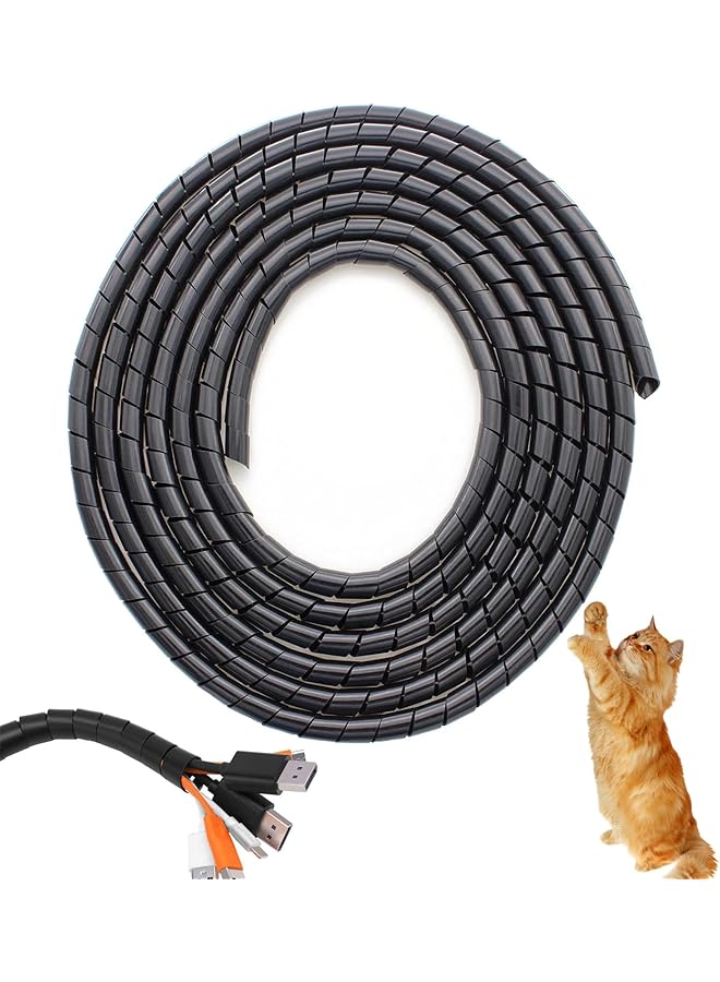 2Pack Spiral Cable Wrap, Black, 10m x 12mm, Cable Management Cover, Cord Cover and Detangler