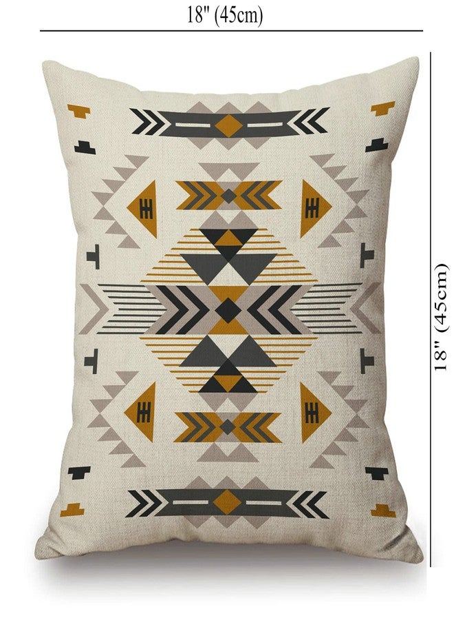 Solekla Southwest Geometric Design Pillow Cover Cotton Linen Ethnic Pattern Decorative Pillow Covers Art Cushion Cover Home Decor Pillowcase for 18x18 Inch - Image 2