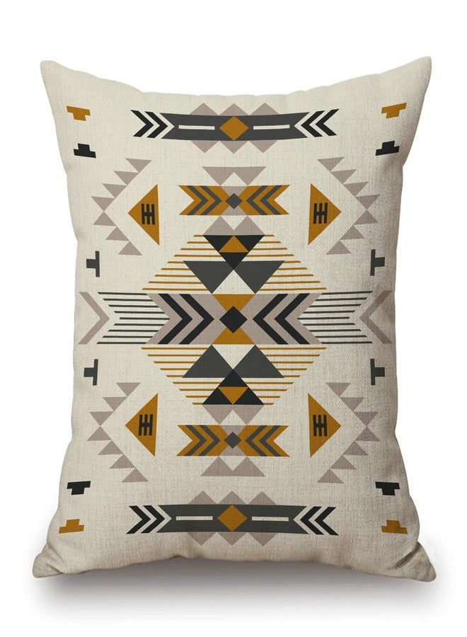 Solekla Southwest Geometric Design Pillow Cover Cotton Linen Ethnic Pattern Decorative Pillow Covers Art Cushion Cover Home Decor Pillowcase for 18x18 Inch - Image 1
