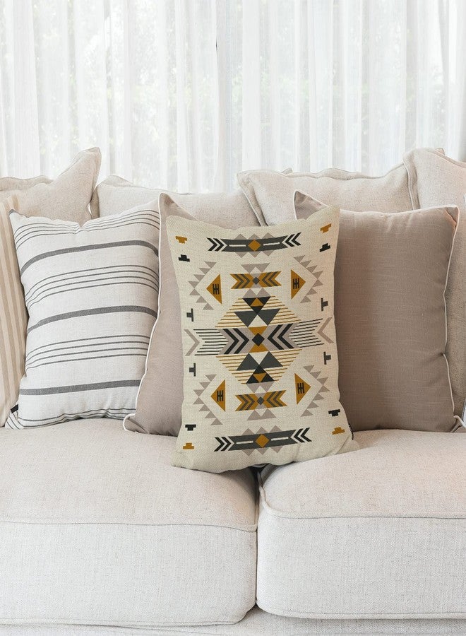 Solekla Southwest Geometric Design Pillow Cover Cotton Linen Ethnic Pattern Decorative Pillow Covers Art Cushion Cover Home Decor Pillowcase for 18x18 Inch - Image 3