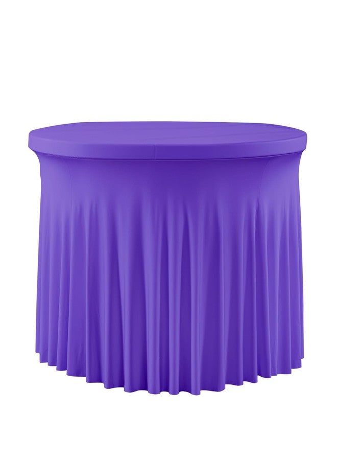 Gaderth Round Spandex Table Cloth for 60inch Table,Wrinkle Free and Stretchy Round Table Cloths with Skirt for Wedding Birthday Parties Banquet Purple - Image 5