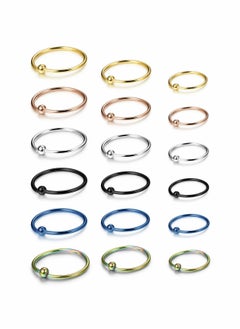 SYOSI 18Pcs 20g Stainless Steel Nose Ring Hoop Septum Ring Cartilage Helix Ear Piercing 6mm 8mm 10mm  - Image 5