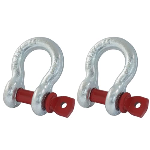 HARSKIYER 2 Pcs 38 Inch D Ring Shackles 1 Ton 2204 Lbs Working Load Limit Galvanized Heavy Duty Screw Pin Shackle for Tow Strap Winch Traction Steel Wire and Vehicle Recovery - Image 1