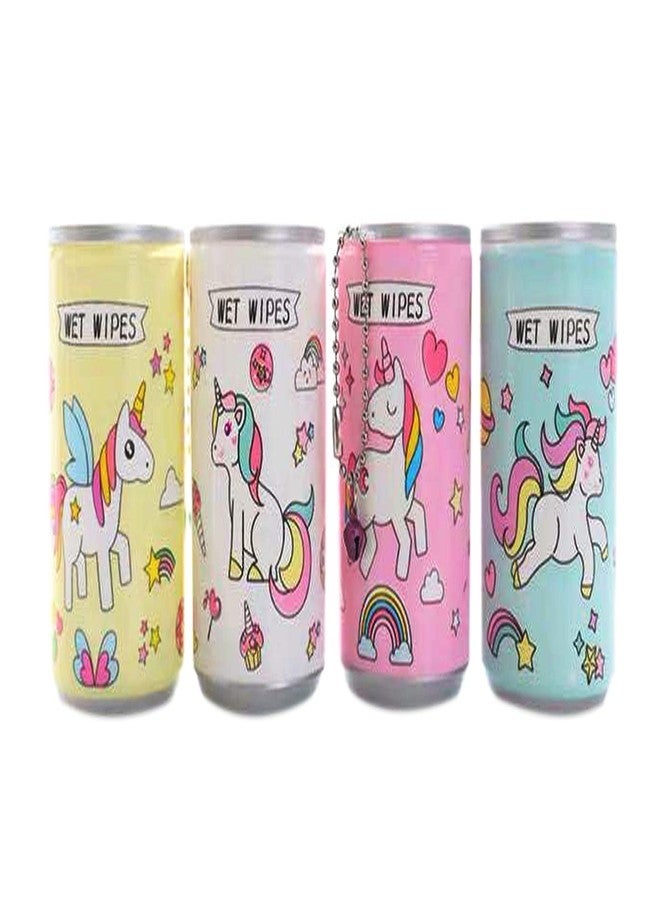 SAMVARDHAN Pack of 8 Unicorn Tin Shape Mini Wet Wipes Tissue, Extremely Portable Tin (Color may vary as Per Availability) - Image 2