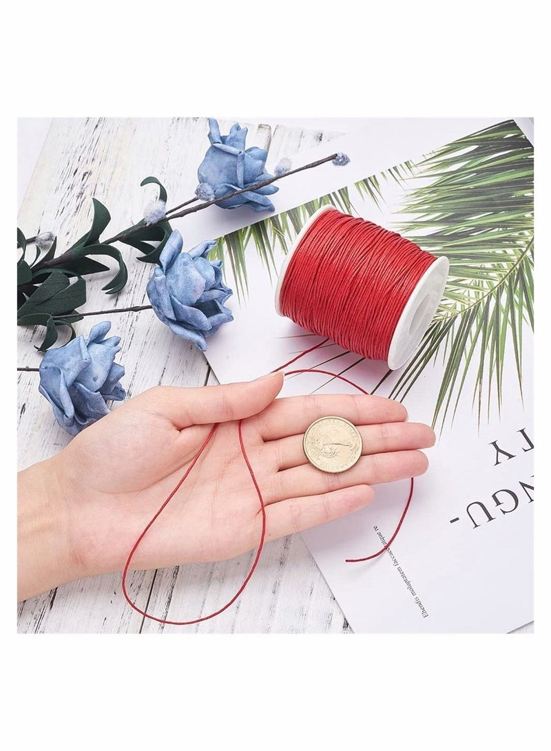 SYOSI 1 Roll 1mm 100 Yards Waxed Cotton Cord Thread Beading String For Jewelry Making Crafting Beading Macrame 1mm - 100 Yards Red - Image 4