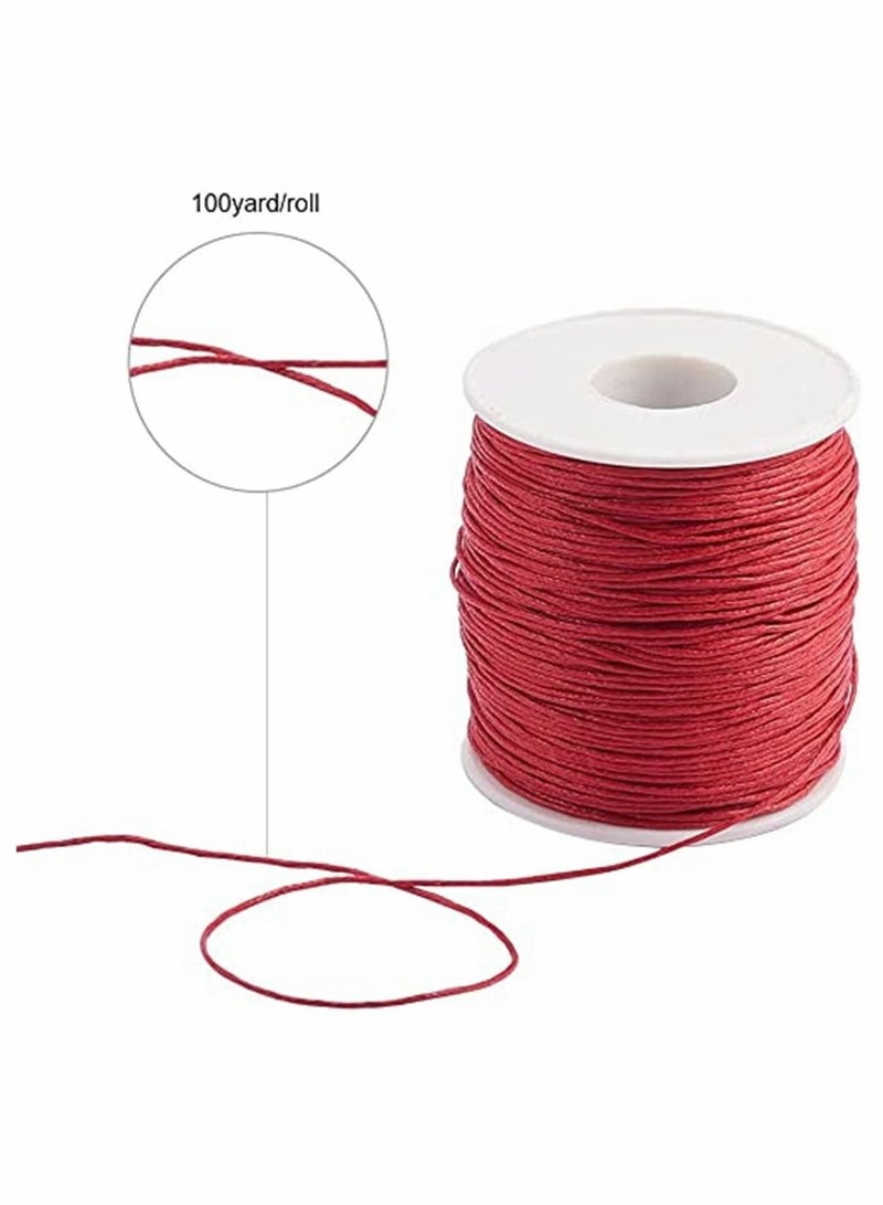 SYOSI 1 Roll 1mm 100 Yards Waxed Cotton Cord Thread Beading String For Jewelry Making Crafting Beading Macrame 1mm - 100 Yards Red - Image 5
