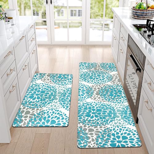Homcomoda Kitchen Rugs Set Anti Fatigue Kitchen Floor Mat Easy to Clean 2Piece Non Slip Comfort PVC Leather Heavy Duty Standing Mats Indoor Outdoor(17.3"×28" and 17.3"×47") - Image 4