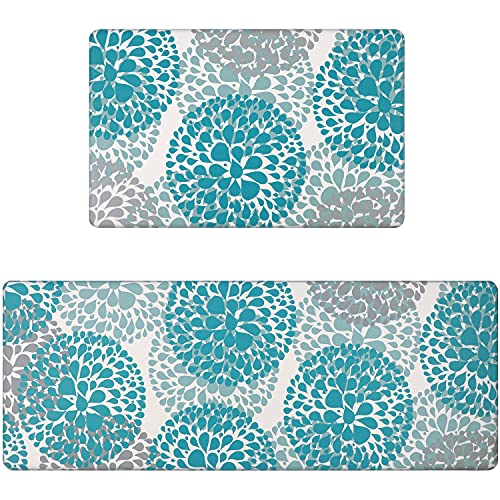 Homcomoda Kitchen Rugs Set Anti Fatigue Kitchen Floor Mat Easy to Clean 2Piece Non Slip Comfort PVC Leather Heavy Duty Standing Mats Indoor Outdoor(17.3"×28" and 17.3"×47") - Image 1