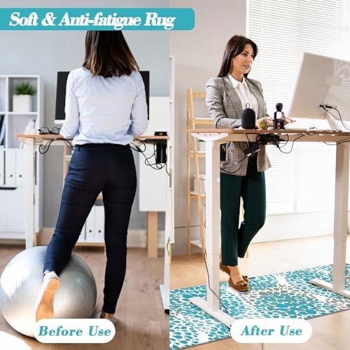 Homcomoda Kitchen Rugs Set Anti Fatigue Kitchen Floor Mat Easy to Clean 2Piece Non Slip Comfort PVC Leather Heavy Duty Standing Mats Indoor Outdoor(17.3"×28" and 17.3"×47") - Image 5