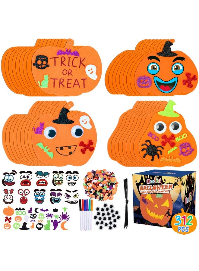 ماكس فن مجموعة ملصقات إسفنجية على شكل قرع الهالوين من ماكس فن، 312 قطعة، مجموعة أدوات حرفية للهالوين للأطفال، مجموعة لامعة كبيرة، ديكور ذاتي اللصق للهالوين - Image 1