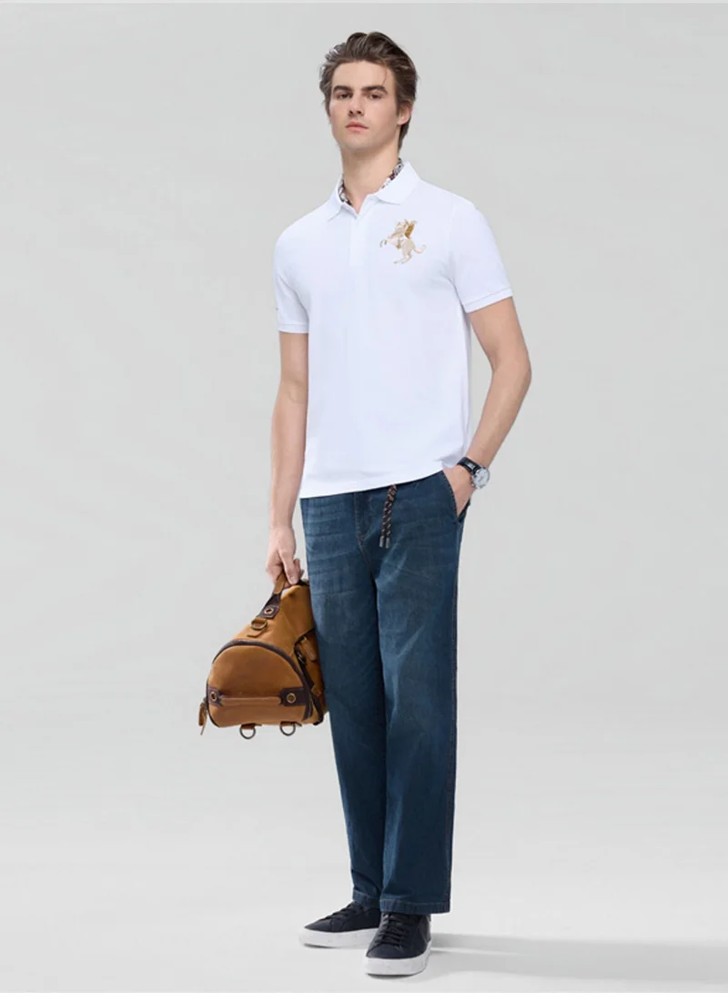 GIORDANO Men’s Slim Fit Napoleon Embroidery Lycra Pique Polo