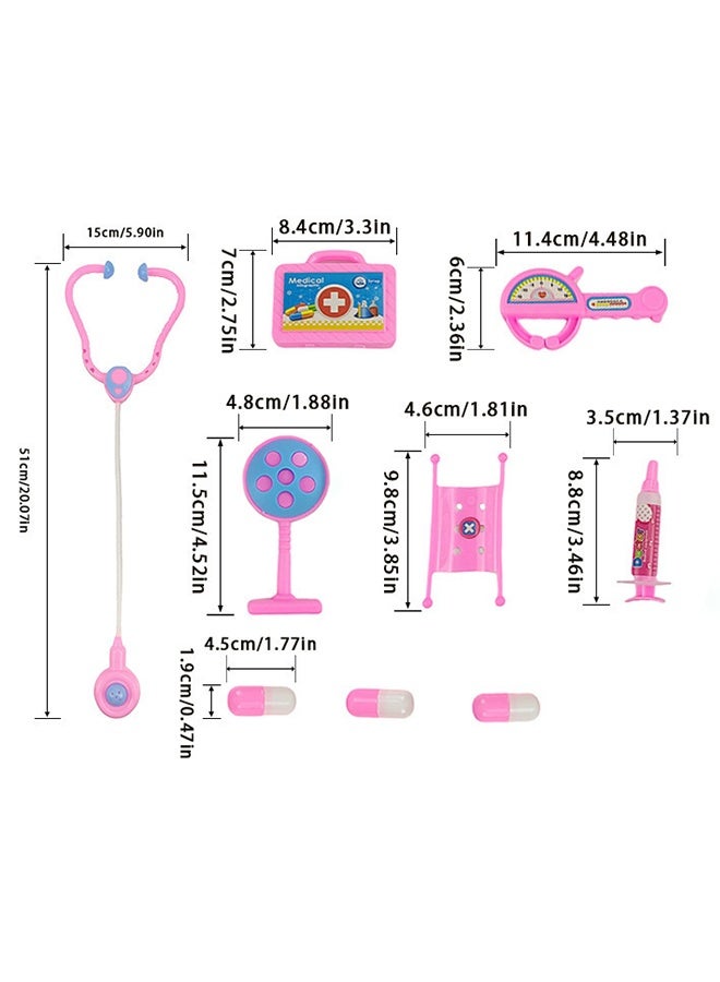 Doctor Kit for Toddlers 3-5 Years Old, 9-Piece Doctor Bag Pretend Play Toys, Durable Medical Kit with Toy Stethoscope, Pink Doctor Gift for Girls - Image 2