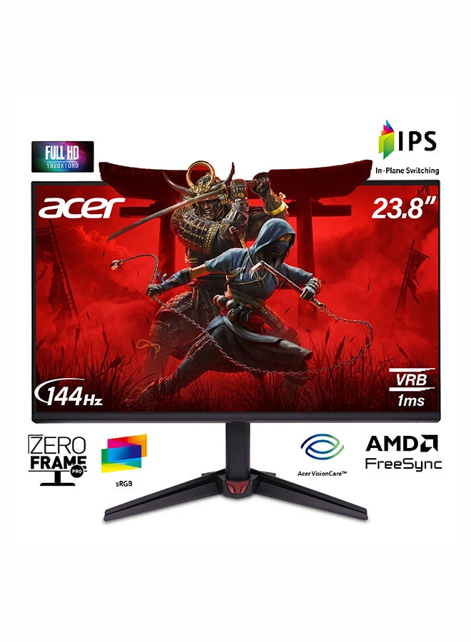 Acer 24 inch Nitro VG240Y FHD (1920x1080) IPS Gaming Monitor, 144Hz Refresh Rate, 1ms Response Time, AMD FreeSync, HDR10, ZeroFrame Design, UM.QV0EE.608 Black - Image 1